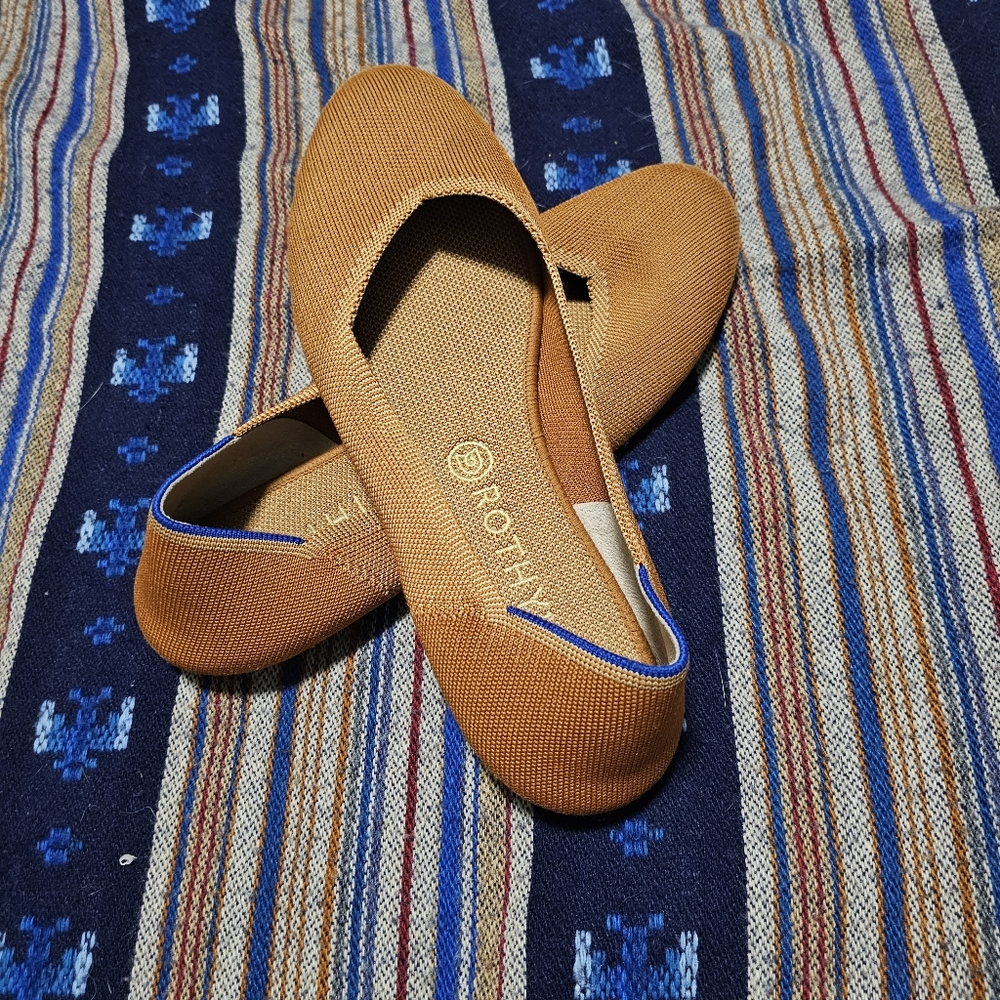 Rothy’s The Fawn Orange Blue Classic Flat Ballet Shoes Size 12